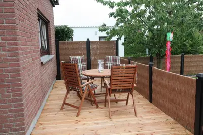 Ein Balkon oder eine Terrasse in der Unterkunft Am Oland 13 hinten