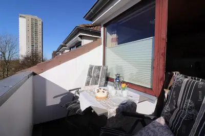 Ein Balkon oder eine Terrasse in der Unterkunft Haus am Kurpark Wohnung 24