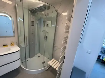 Ein Badezimmer in der Unterkunft Apartmenthaus Frauenpreis FeWo 114