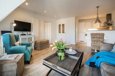 TV/Unterhaltungsangebot in der Unterkunft Weisse Villa Apartment 3 2 Annis Strandnest