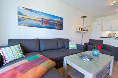 Ein Sitzbereich in der Unterkunft Haus Hohe Geest HG05