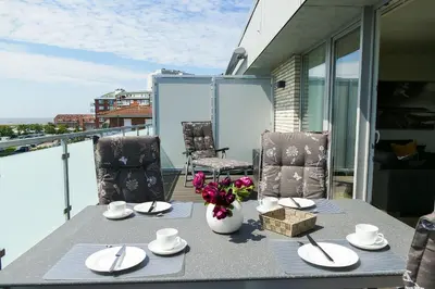 Ein Balkon oder eine Terrasse in der Unterkunft Haus Hohe Geest HG25