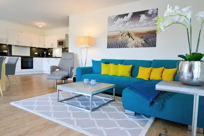 Ein Sitzbereich in der Unterkunft Haus Hohe Geest HG27