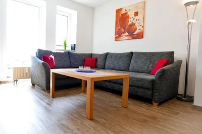 Ein Sitzbereich in der Unterkunft Haus Nordseebrandung NB16