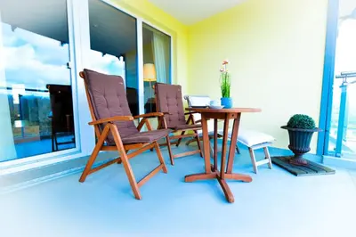Ein Balkon oder eine Terrasse in der Unterkunft Haus Nordseebrandung NB45