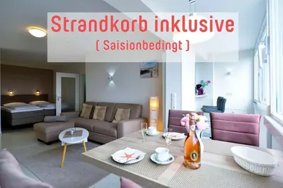 Ein Sitzbereich in der Unterkunft Strandhochhaus SB14