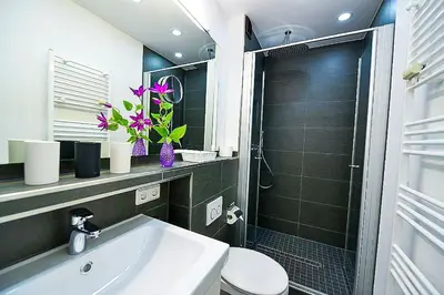 Ein Badezimmer in der Unterkunft Strandhochhaus SB14
