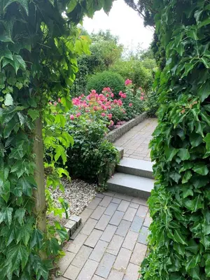 Ein Garten an der Unterkunft Ferienhaus am Meer
