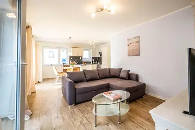 Küche/Küchenzeile in der Unterkunft Haus Küstenstern Wohnung 1
