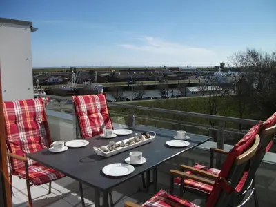 Ein Balkon oder eine Terrasse in der Unterkunft Deichoase