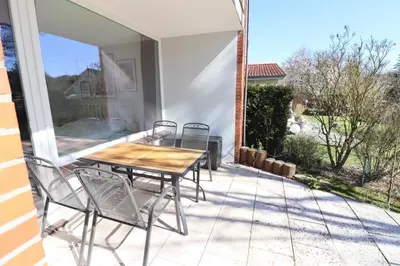 Ein Balkon oder eine Terrasse in der Unterkunft Meerhaus EG
