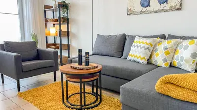 Ein Sitzbereich in der Unterkunft Apartmenthaus Waldbad WHG Westwind 15 4