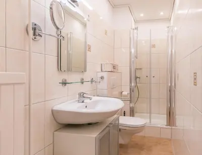 Ein Badezimmer in der Unterkunft 