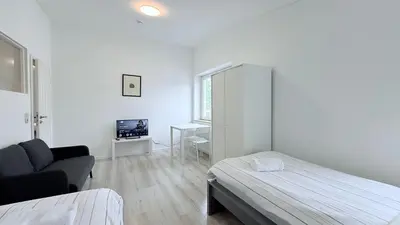 Ein Bett oder Betten in einem Zimmer der Unterkunft Monteurwohnung Brunsbüttel zentrale Lage mit Parkplatz & Schleusenblick