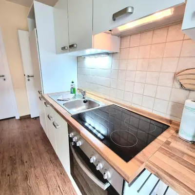 Küche/Küchenzeile in der Unterkunft Haus Kaiser Appartement 3 Deichlust