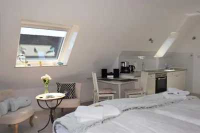 Küche/Küchenzeile in der Unterkunft Haus Kaiser Appartement 6 Deichglück