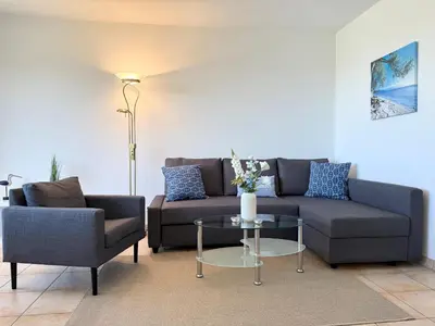 Ein Sitzbereich in der Unterkunft Haus am Waldbad Whg 1