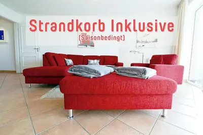 Ein Sitzbereich in der Unterkunft Strandpalais PB16