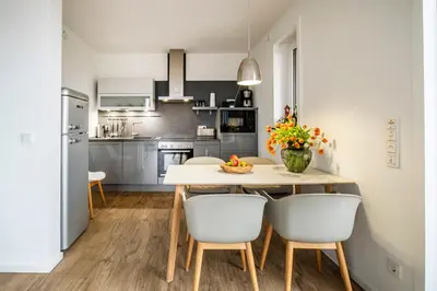 Küche/Küchenzeile in der Unterkunft 5 Sterne Penthouse Strandsuite
