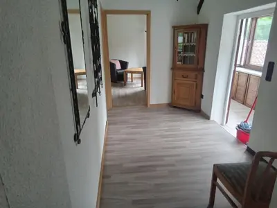 Ein Sitzbereich in der Unterkunft Ferienwohnung Wremen