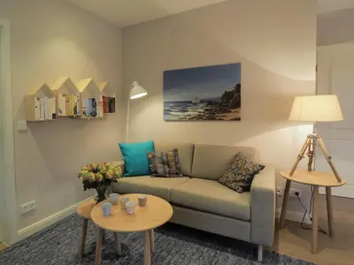 Ein Sitzbereich in der Unterkunft Strandpalais Apartment Landgang