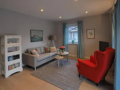 Ein Sitzbereich in der Unterkunft Strandpalais Apartment Kombüse