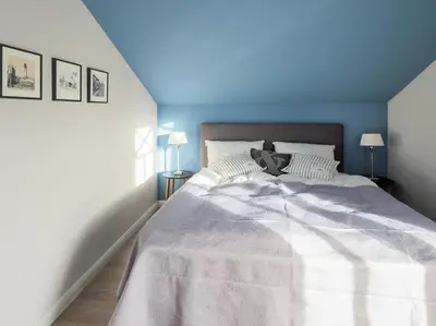 Ein Bett oder Betten in einem Zimmer der Unterkunft Strandpalais Apartment Ausguck