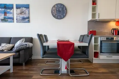 Küche/Küchenzeile in der Unterkunft Residenz Rosengarten Wohnung Meerjungfrau 1