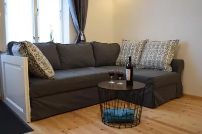 Ein Sitzbereich in der Unterkunft Villa Hafenzeit