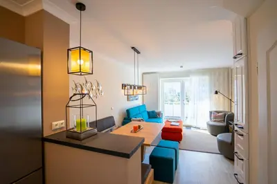 Ein Sitzbereich in der Unterkunft Hohenzollernpassage Wohnung Nordseeidyll