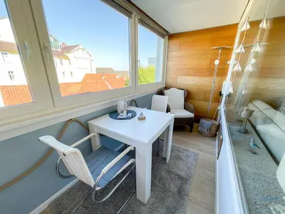 Ein Sitzbereich in der Unterkunft Haus Alte Liebe Whg 404 Utkiek