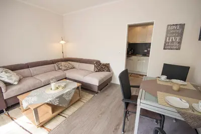 Ein Sitzbereich in der Unterkunft Apartmenthaus Frauenpreiss FeWo 52