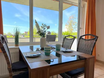 Ein Balkon oder eine Terrasse in der Unterkunft Haus am Waldbad Whg. 14/5