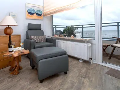 Ein Sitzbereich in der Unterkunft Seehütte Ferienwohnung 5,24