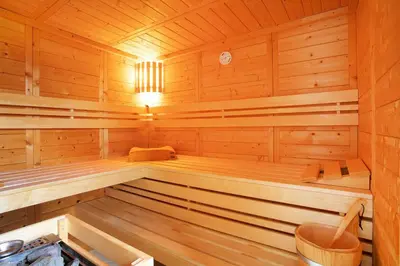 Grundriss der Unterkunft Ferienhaus Britschock mit eingezäuntem Garten und Sauna