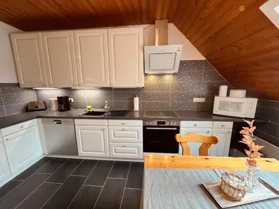 Küche/Küchenzeile in der Unterkunft Frieda - Ferienwohnung mit Deichblick